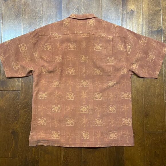 Tommy Bahama Casual Button Front Silk Rust Orange Hawaiian Shirt Men's Size L - Picture 5 of 8